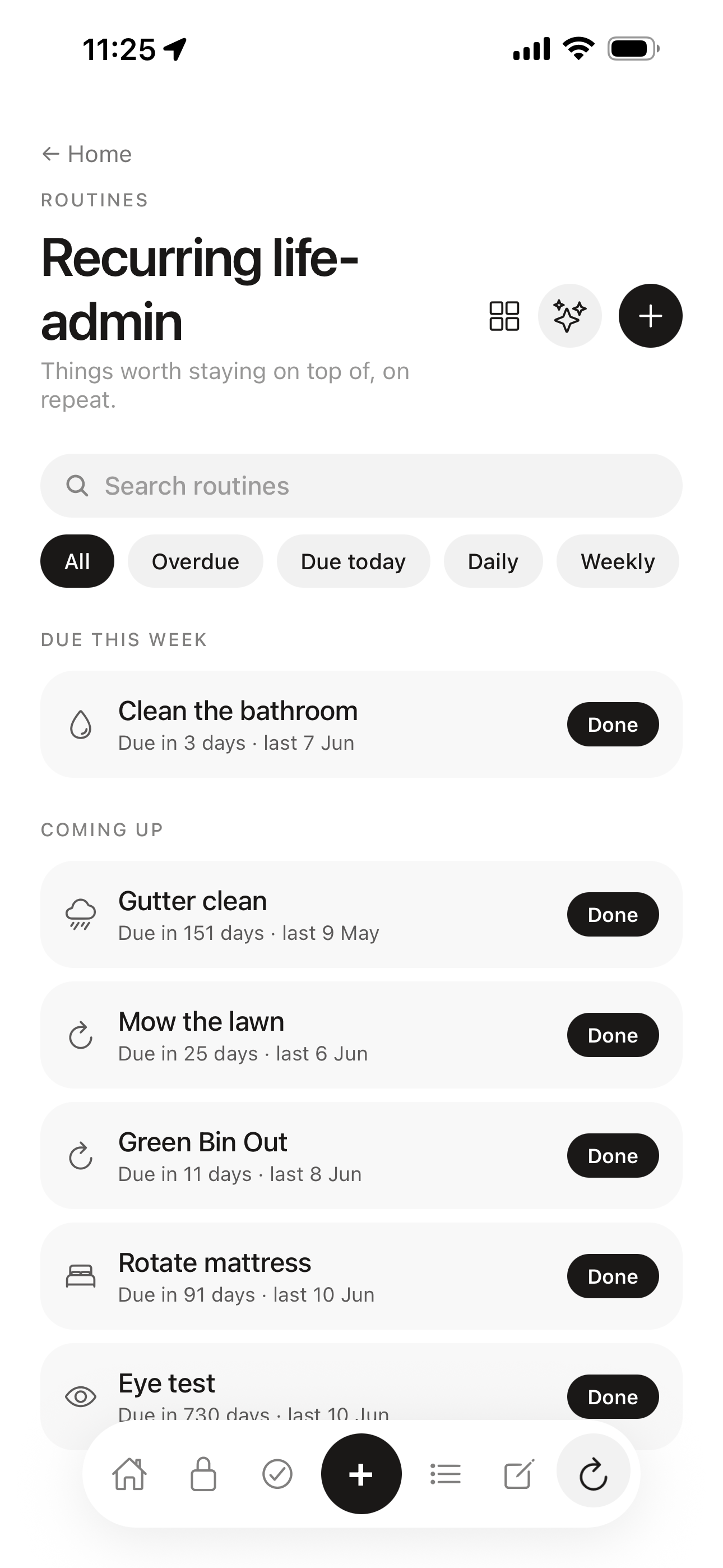 Roost routines screen on iOS